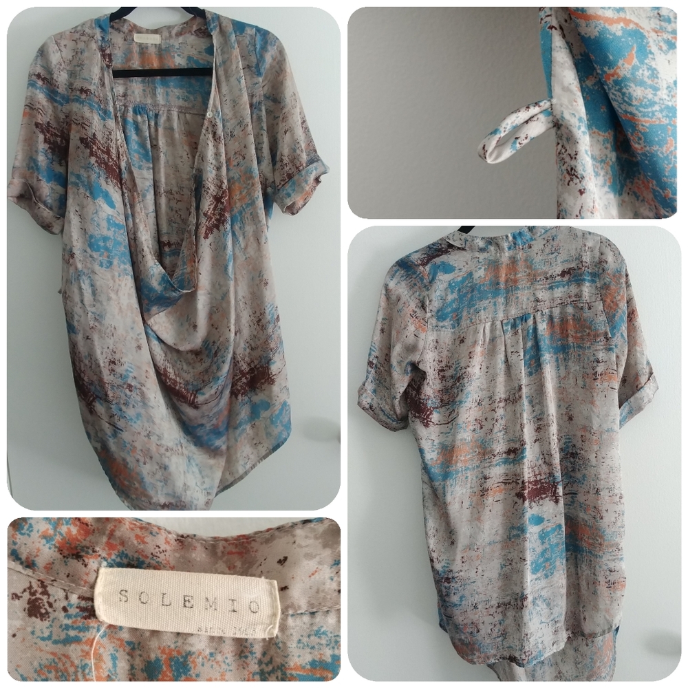 Grey Silky Scoop Neck Top - Medium